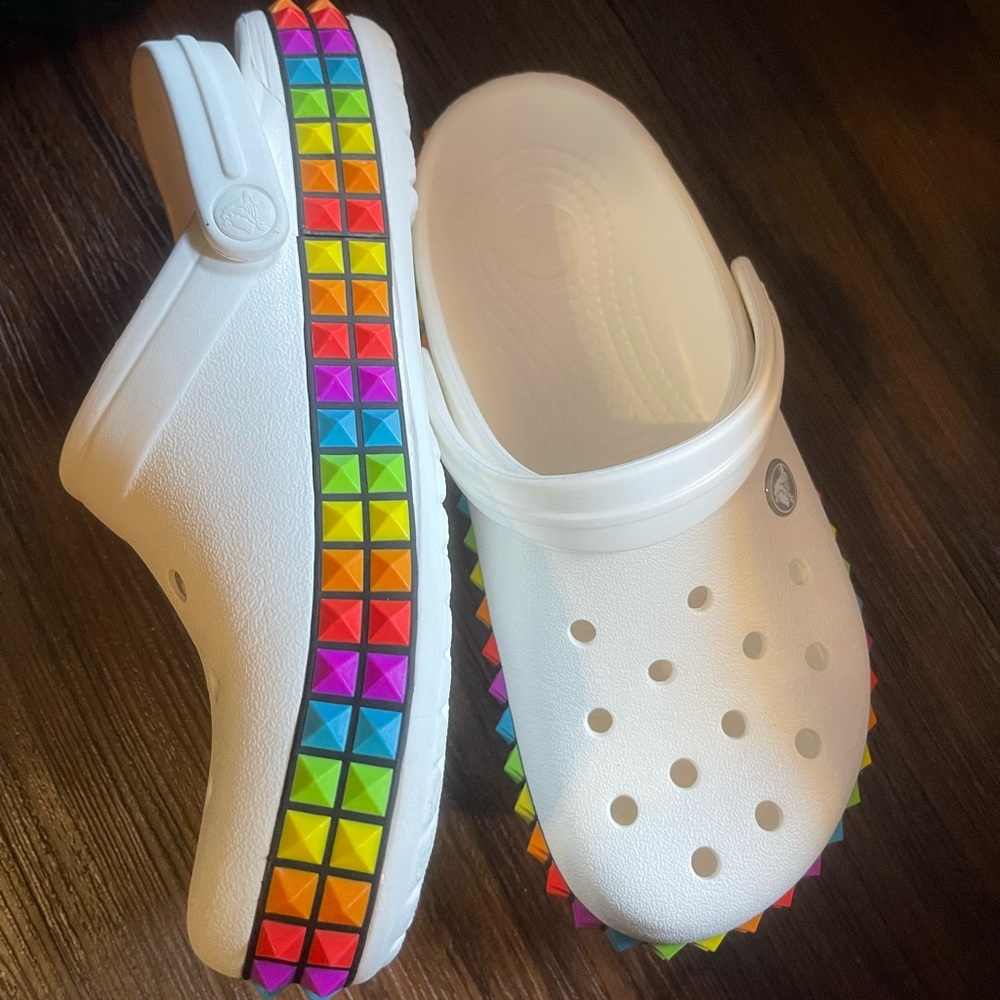 COPY - Crocs white rainbow studs